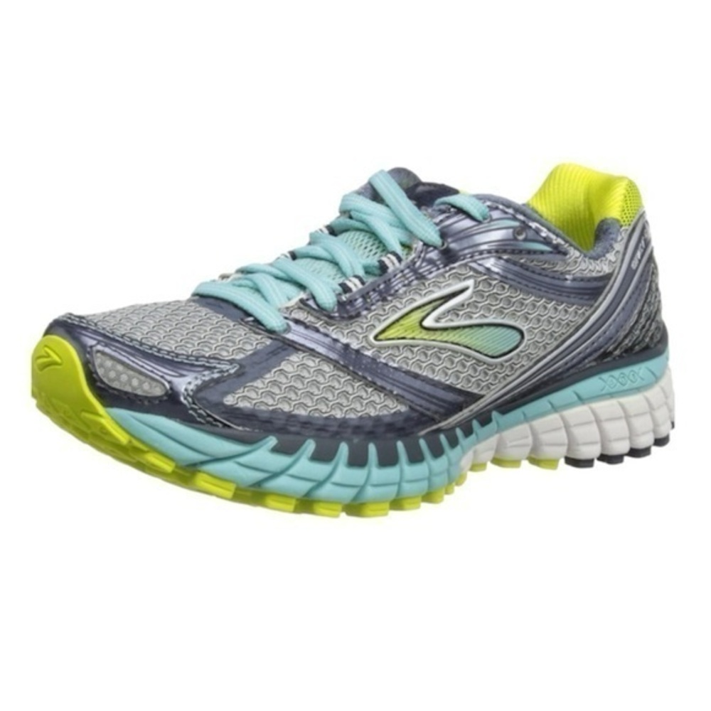 Brooks Ghost 6 Women Blue Yellow White Running Shoe Size 10